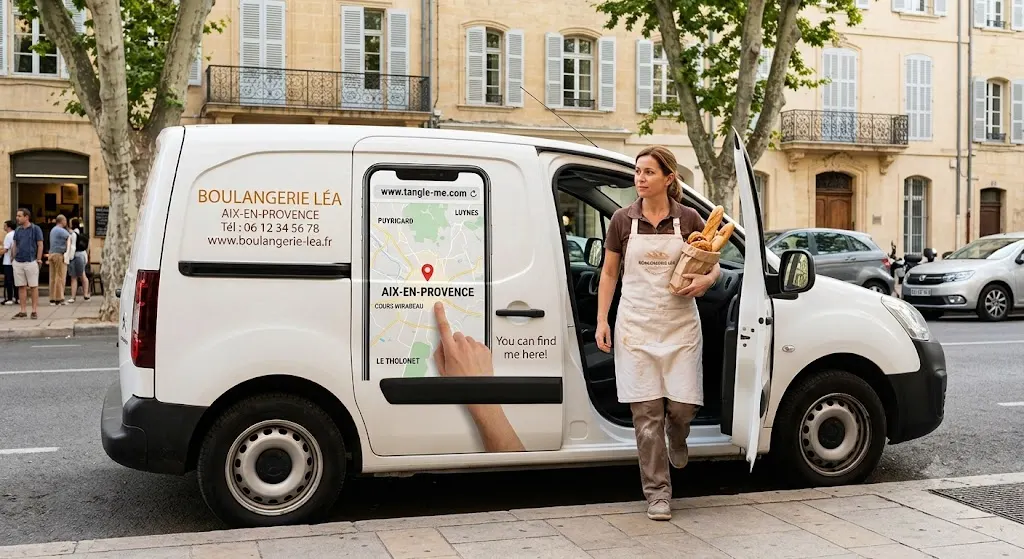 Bakery van in Aix-en-Provence with a Tangle-me map pin