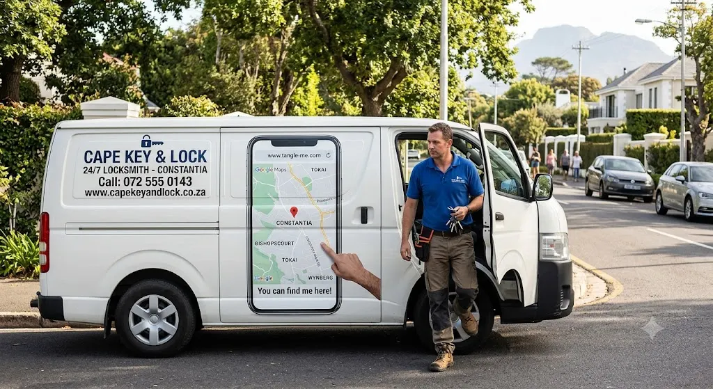 Locksmith van in Cape Town Constantia with a Tangle-me map pin